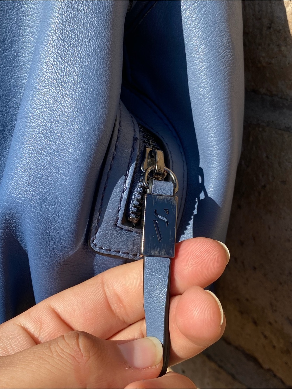 Simply Vera Vera Wang Sidekick Hobo Bag Slate Blue Slouchy Shoulder Purse - Picture 5 of 17
